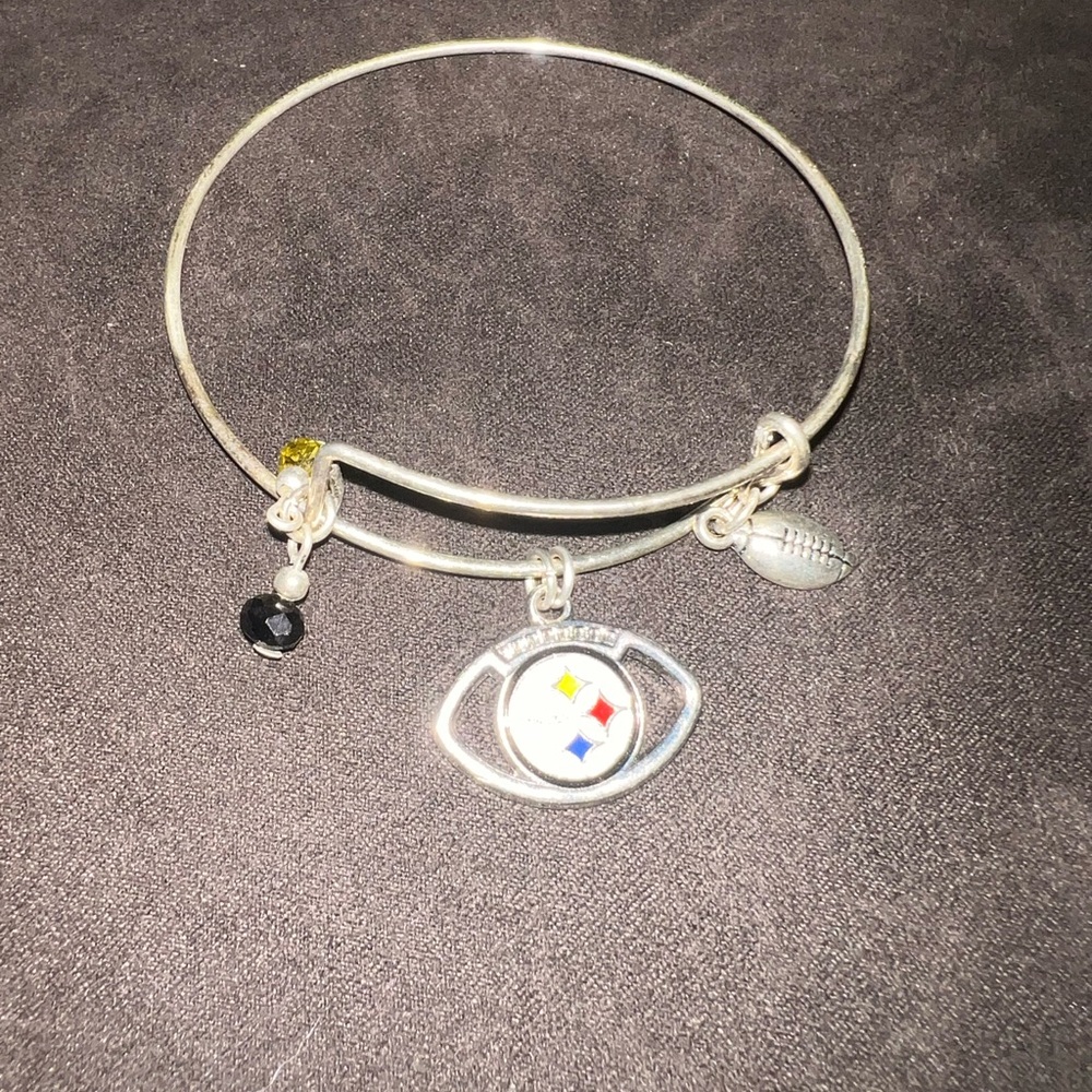 Silver Steelers Charm Bracelet Adjustable Bangle